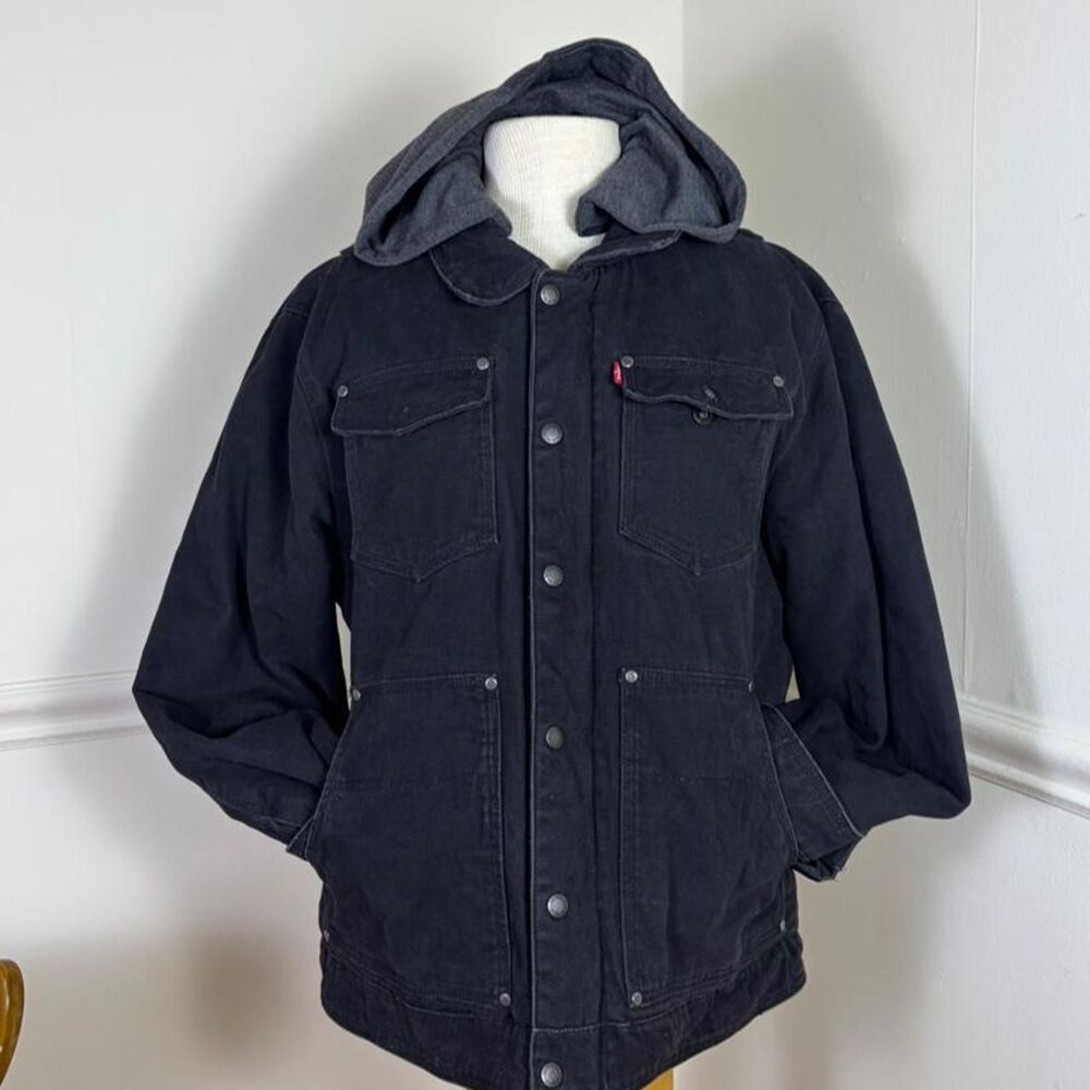 Levi-s Men's Black and Grey Jacket